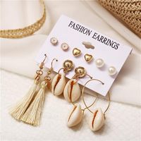 Creative Vintage Flowers Love Shell Pendant Earrings Set Nhpj128270 main image 3