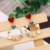 Womens Heart-shaped Oil Dropper Earrings Nhrr128274 main image 2