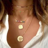 Womens Geometric Inlaid Zircon Copper Plated 18k Alloy Minimalist Necklaces Nhas128321 main image 3