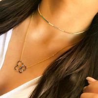 Womens Geometric Inlaid Zircon Copper Plated 18k Alloy Minimalist Necklaces Nhas128321 main image 4