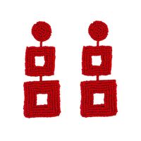 Creative Woven Double-sided Rice Beads Square Earrings Nhas128323 main image 8