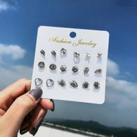 Creative Vintage Crown Flower English Alphabet Earrings Set 10 Piece Set Nhpj128378 main image 4