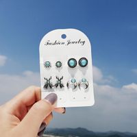 Creative Vintage Crown Flower English Alphabet Earrings Set 10 Piece Set Nhpj128378 main image 7