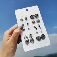 Creative Vintage Crown Flower English Alphabet Earrings Set 10 Piece Set Nhpj128378 main image 9