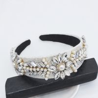 Fashion Full Rhinestone Beads White Leaves Geometric Simple Headband Nhwj128423 main image 1