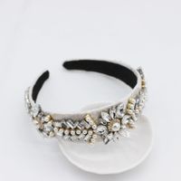 Fashion Full Rhinestone Beads White Leaves Geometric Simple Headband Nhwj128423 main image 6