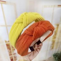 Solid Color Knit Hair Accessories Cross Stripes Knotted Headband Nhou128659 main image 3