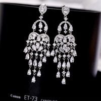 Womens Fashion Micro-inlaid Zircon Tassel Long Earrings Nhdo128977 main image 5