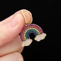 Fashion Micro-set Zircon Rainbow Asymmetrical Earrings Nhdo128985 main image 3