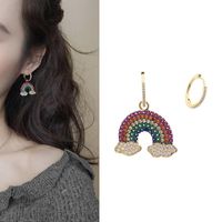 Fashion Micro-set Zircon Rainbow Asymmetrical Earrings Nhdo128985 main image 4