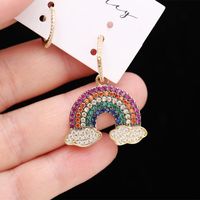 Fashion Micro-set Zircon Rainbow Asymmetrical Earrings Nhdo128985 main image 5