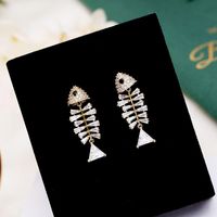 Fashion Micro-inlaid Zircon Fishbone Earrings Nhdo128994 main image 1