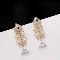 Fashion Micro-inlaid Zircon Fishbone Earrings Nhdo128994 main image 4