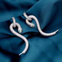 Fashion Micro-inlaid Zircon S Snake Earrings Nhdo128995 main image 5