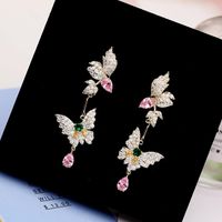 Fashion Micro-inlaid Zircon Butterfly Earrings Nhdo129003 main image 5