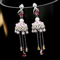 Fashion Micro-inlaid Zircon Tassel Beads Earrings Nhdo129019 main image 4