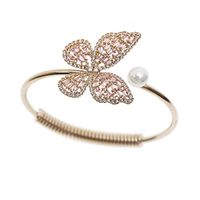 Nouvelle Mode Japonaise Et Coréenne Main Anneau Ouvert Réglable Bracelet Femelle Rose Zircon Creux Perle Papillon Bracelet main image 6