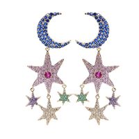 Fashion Star Moon Earrings Color Zircon Long Earrings Nhdo129053 main image 6