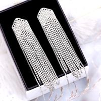 Retro Exaggerated 925 Silver Full Diamond Long Fringed Irregular Geometric Earrings main image 7