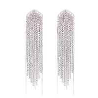 Retro Exaggerated 925 Silver Full Diamond Long Fringed Irregular Geometric Earrings main image 3