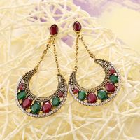 Fashion Exaggerated Color Alloy Does Not Fade With Rhinestone Crescent Resin Earrings Nhkq129065 main image 1