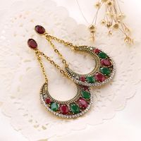 Fashion Exaggerated Color Alloy Does Not Fade With Rhinestone Crescent Resin Earrings Nhkq129065 main image 3