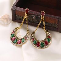 Fashion Exaggerated Color Alloy Does Not Fade With Rhinestone Crescent Resin Earrings Nhkq129065 main image 4