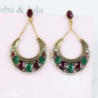 Fashion Exaggerated Color Alloy Does Not Fade With Rhinestone Crescent Resin Earrings Nhkq129065 main image 5