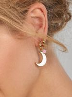 Europäische Und Amerikanische Neue Bekannte Kupfer Ohrringe Temperament Farbe Tropf Öl Stern Mond Ohrringe Kreative Legierung Doppel Ohrringe main image 3