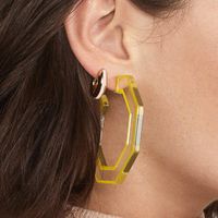 Creative Acrylic Geometric Plate Transparent Stroke Open Earrings Nhll129204 main image 3