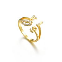 925 Sterling Silber Koreanische Mode Beliebte Diamant Öffnung Damen Ring Verstellbare Buchstaben Ring Schmuck Großhandel main image 1