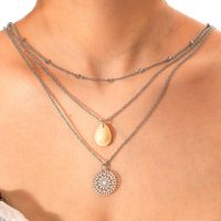 Shell Hollow Round Bead Combination Multi-layer Alloy Necklace Nhgy129361 main image 3