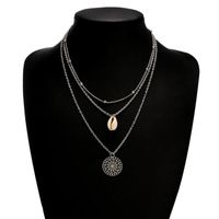 Shell Hollow Round Bead Combination Multi-layer Alloy Necklace Nhgy129361 main image 5