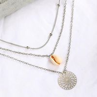 Shell Hollow Round Bead Combination Multi-layer Alloy Necklace Nhgy129361 main image 6