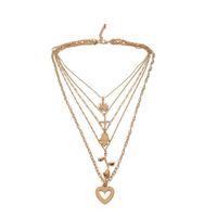 Croix-frontière Accessoires Européen Et Américain Nouveau Multi-couche Femmes Collier De Croix Palm Rose Pendentif Coeur Combinaison Collier main image 4