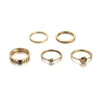 Fashion Vintage Star Moon Letter Set 5 Piece Ring Nhgy129422 main image 3