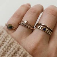 Fashion Vintage Star Moon Letter Set 5 Piece Ring Nhgy129422 main image 1