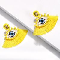 Exaggerated Line Of Rice Beads With Rhinestone Tassel Earrings Nhjq129534 main image 19
