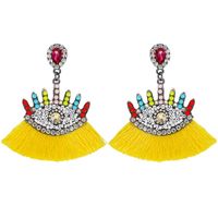 Exaggerated Line Of Rice Beads With Rhinestone Tassel Earrings Nhjq129534 main image 12