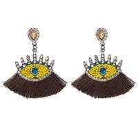 Exaggerated Line Of Rice Beads With Rhinestone Tassel Earrings Nhjq129534 main image 4