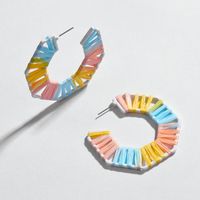 Hollow Alloy Dyed Colored Rafah Woven Earrings Nhlu129542 main image 1