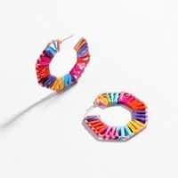 Hollow Alloy Dyed Colored Rafah Woven Earrings Nhlu129542 main image 6