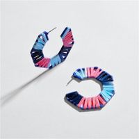 Hollow Alloy Dyed Colored Rafah Woven Earrings Nhlu129542 main image 5