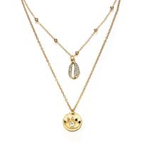 Personalized Rhinestone Shell Color Eye Double Layer Alloy Necklace Nhgy129408 sku image 1