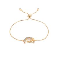 Color Zircon Adjustable Moon Couple Bracelet Nhyl129519 sku image 1