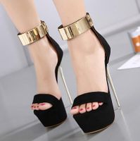 Black Waterproof Platform Hate High Sandals Women&#39;s Shoes Nhso129741 main image 2