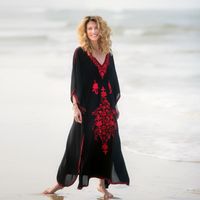 Loose Large Size Jumpsuit Long Skirt Holiday Beach Outside Sun Robes Swimwear Blouse Nhxw129579 sku image 1