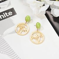 Creative Electroplated Openwork Round Leaf Acetate Earrings Nhxs129847 main image 2