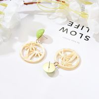 Creative Electroplated Openwork Round Leaf Acetate Earrings Nhxs129847 main image 4