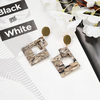 Geometric Square Neutral Acetate Plate Alloy Earrings Nhxs129879 main image 2